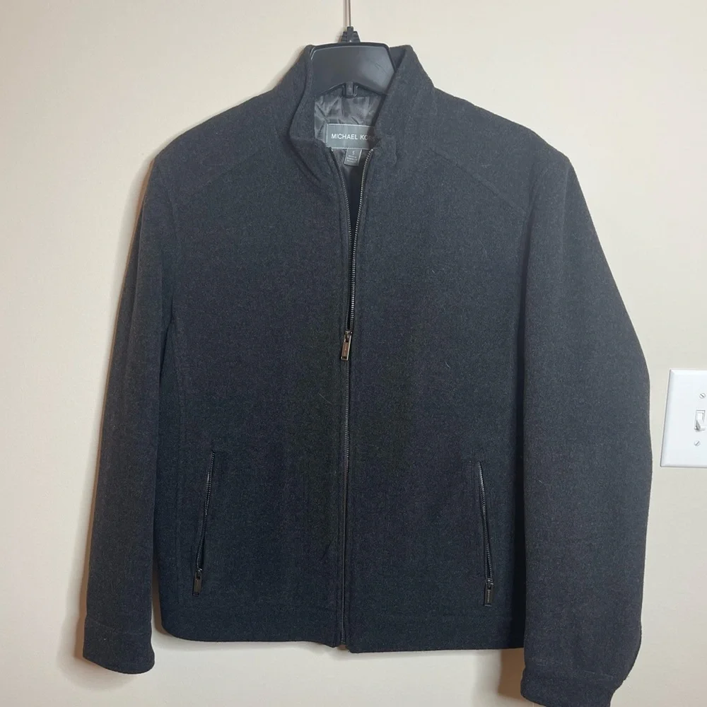 Michael Kors Charcoal Mens Wool Bomber Size S - Picture 1 of 4